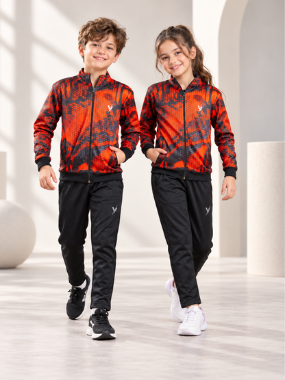 Mock Neck Tracksuit For Boys & Girls, Fleece #VWT35-A