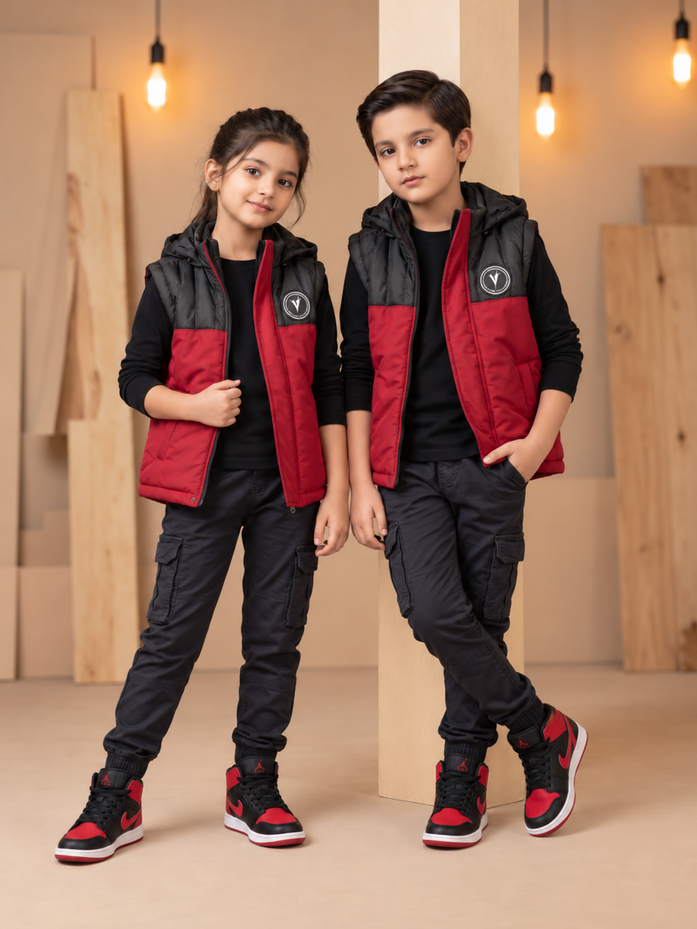 Sleeveless Hooded Puffer For Boys & Girls VJ88-A
