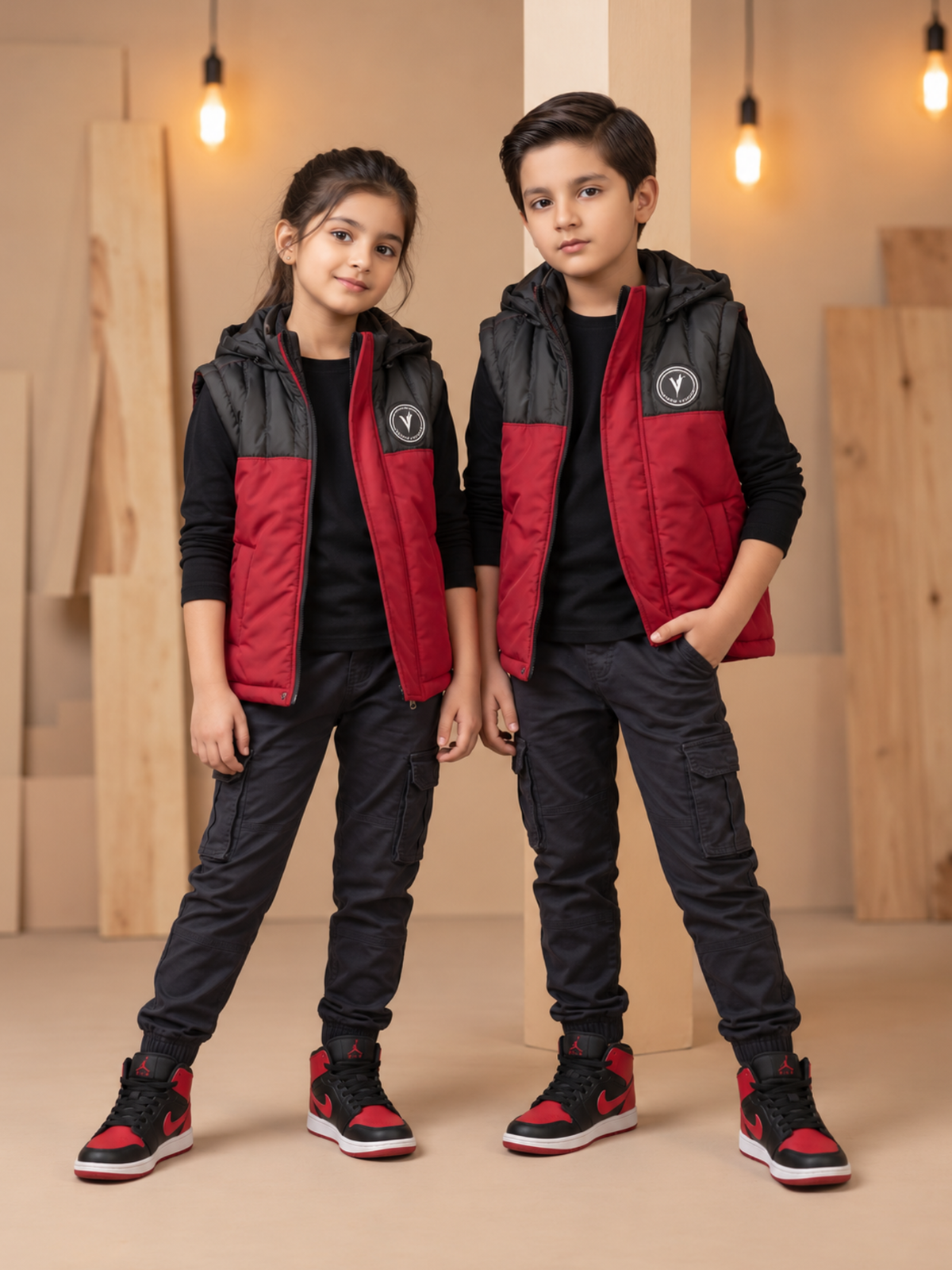 Sleeveless Hooded Puffer For Boys & Girls VJ88-A