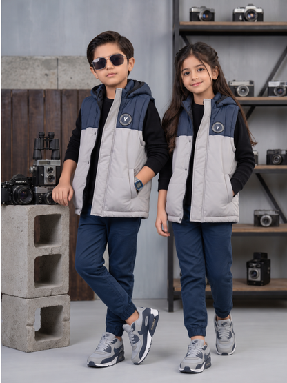 Sleeveless Hooded Puffer For Boys & Girls VJ88-B