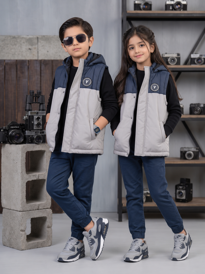 Sleeveless Hooded Puffer For Boys & Girls VJ88-B