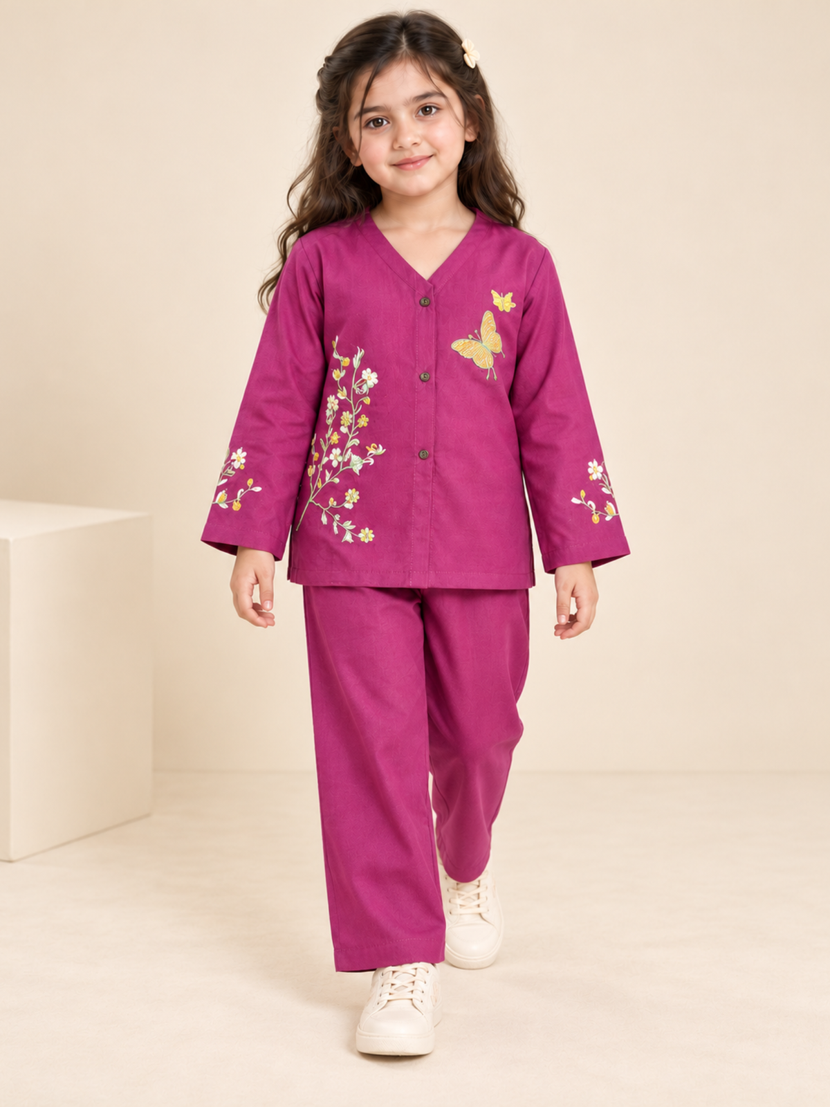 Embroidered Girls Co Ord Set VG239-A