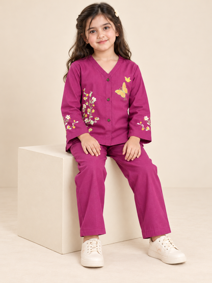 Embroidered Girls Co Ord Set VG239-A