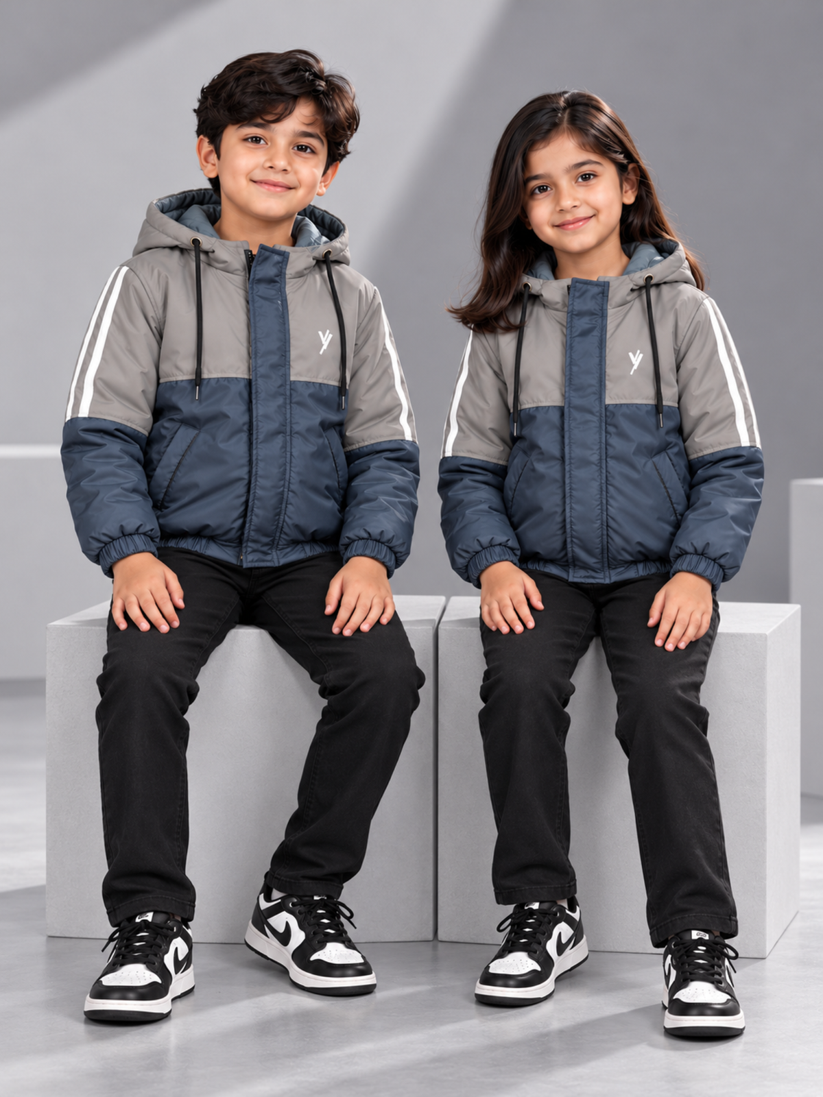 Full Sleeves Hooded Puffer Jacket Boys & Girls VJ95-A