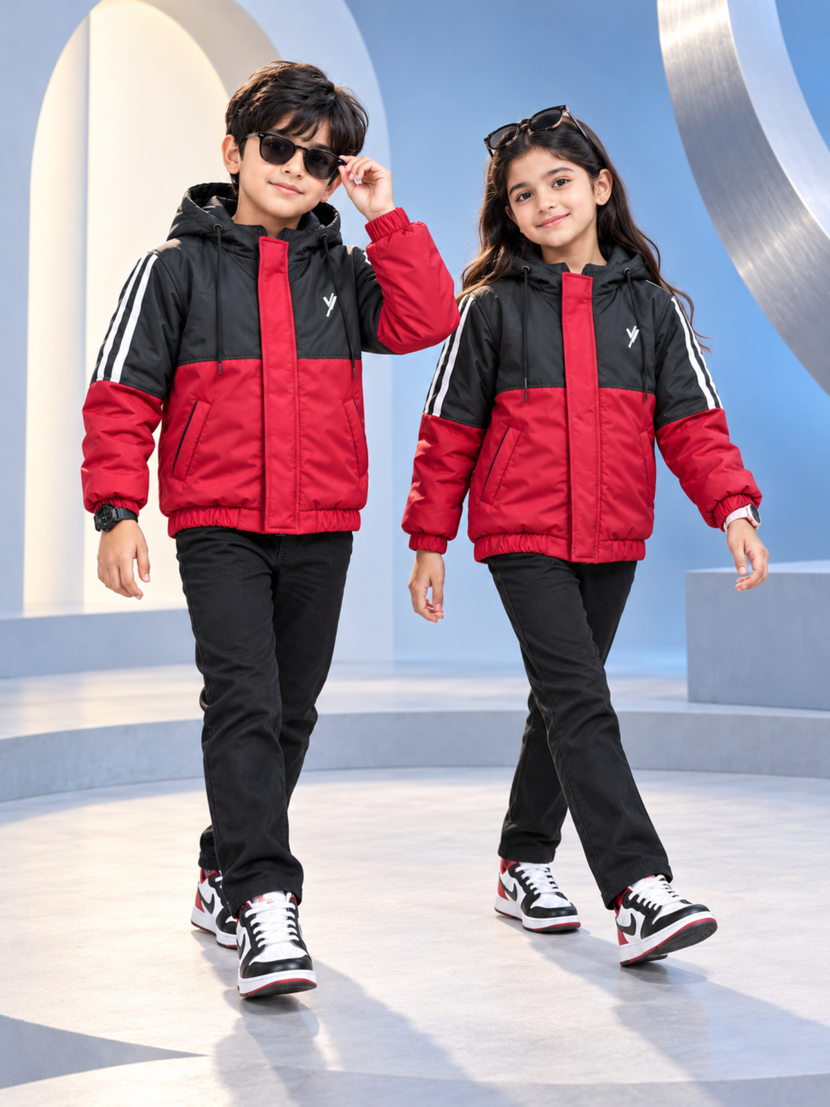 Full Sleeves Hooded Puffer Jacket Boys & Girls VJ95-B