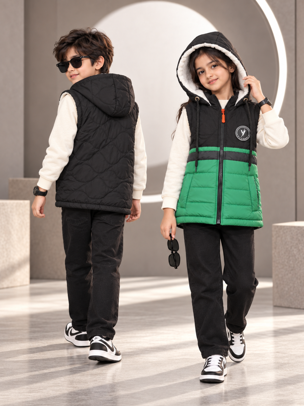 Sleeveless Hooded Gilet For Boys & Girls VJ96-A