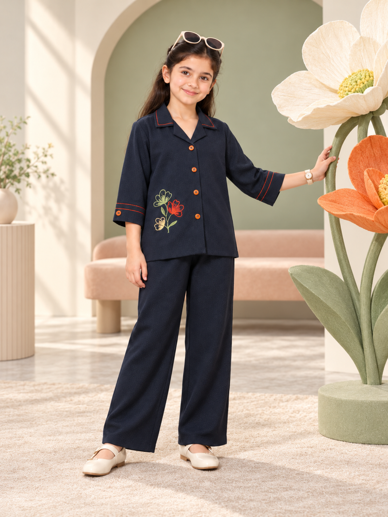 Girls Winter 2Pcs Embroidered suit VG217-A