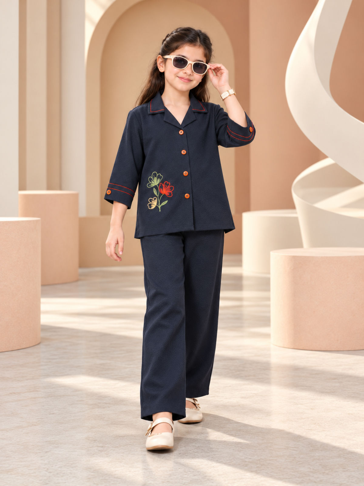 Girls Winter 2Pcs Embroidered suit VG217-A