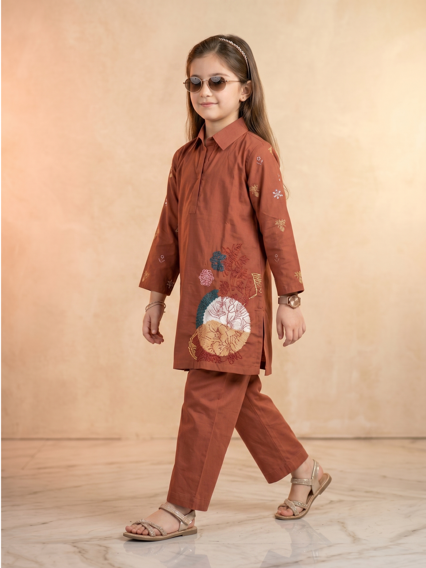Embroidered Girls Co Ord Set VG216-B