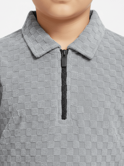 Boys Zip Collar Polo Shirt VP22-B