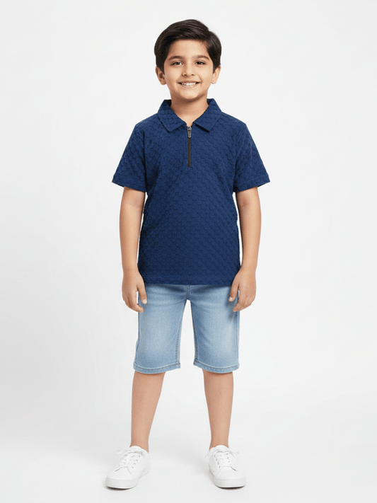 Boys Zip Collar Polo Shirt VP22-C