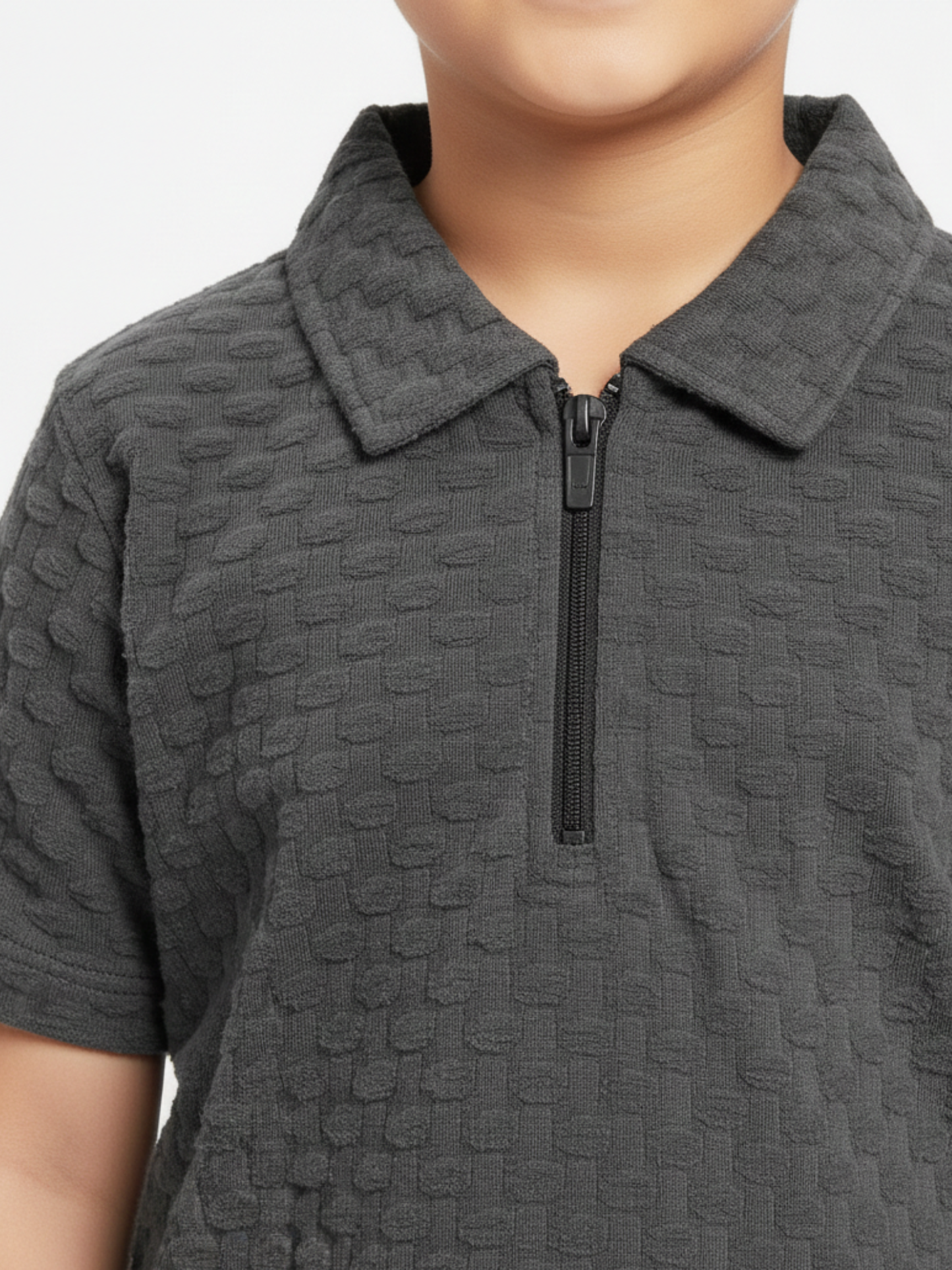 Boys Zip Collar Polo Shirt VP22-A