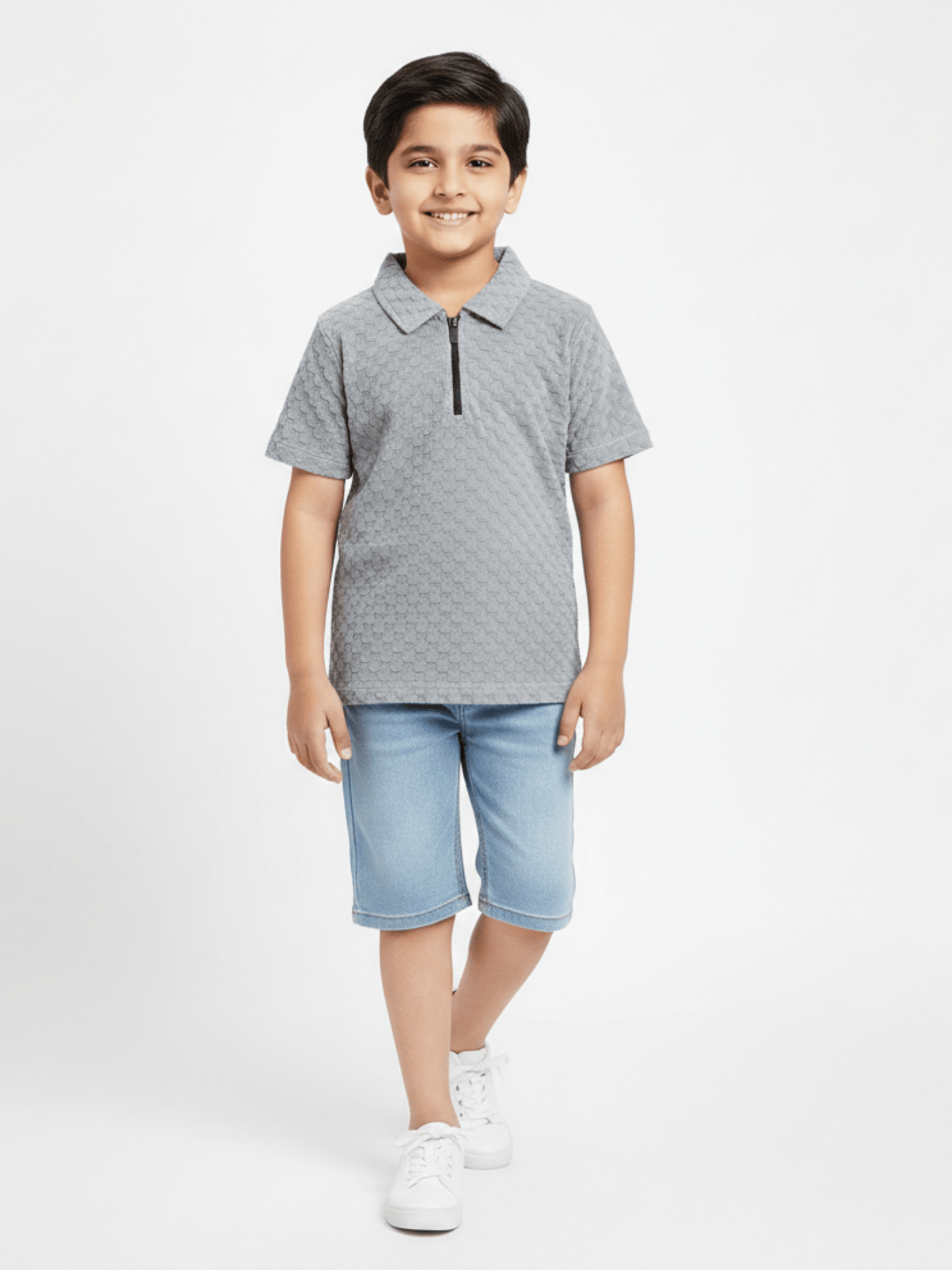 Boys Zip Collar Polo Shirt VP22-B