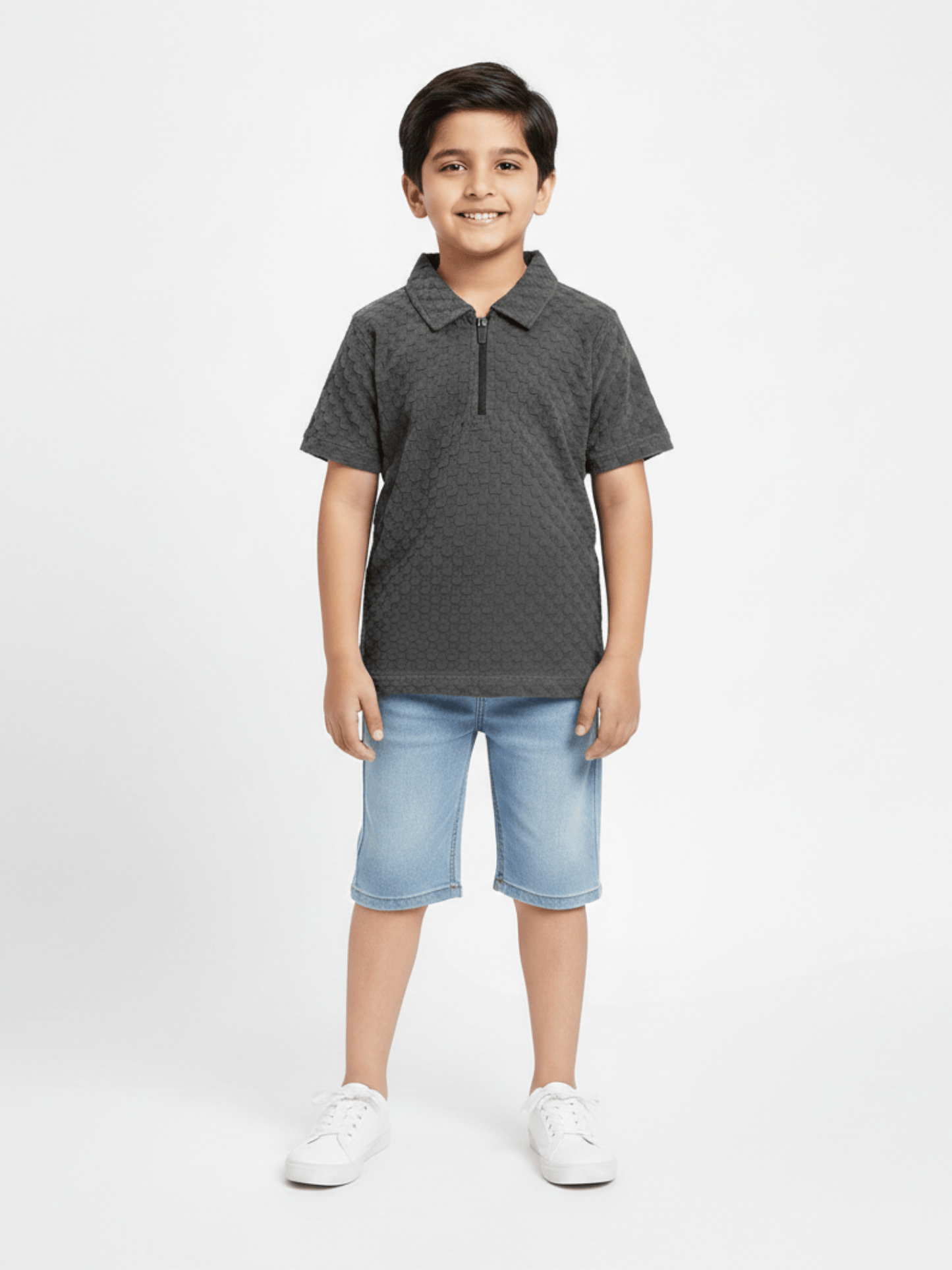 Boys Zip Collar Polo Shirt VP22-A