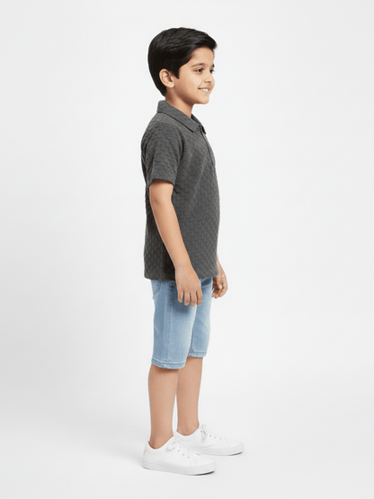 Boys Zip Collar Polo Shirt VP22-A