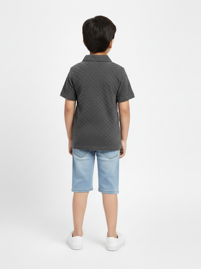 Boys Zip Collar Polo Shirt VP22-A
