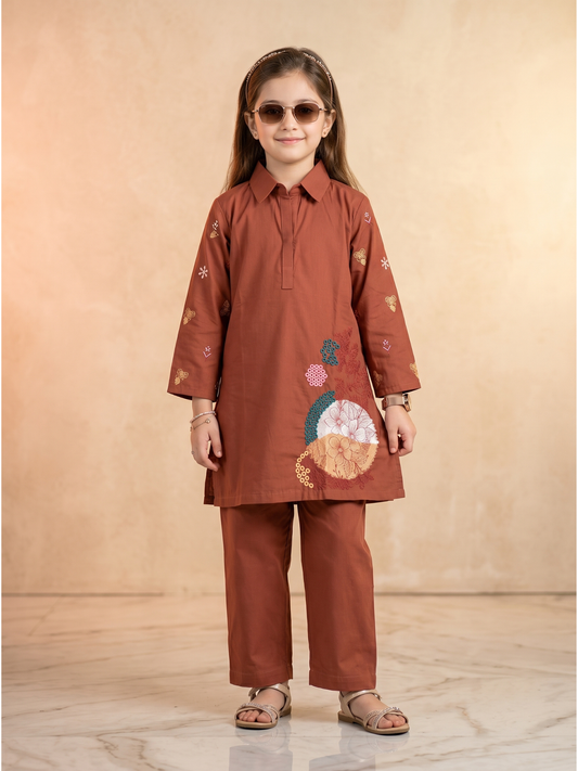 Embroidered Girls Co Ord Set VG216-B