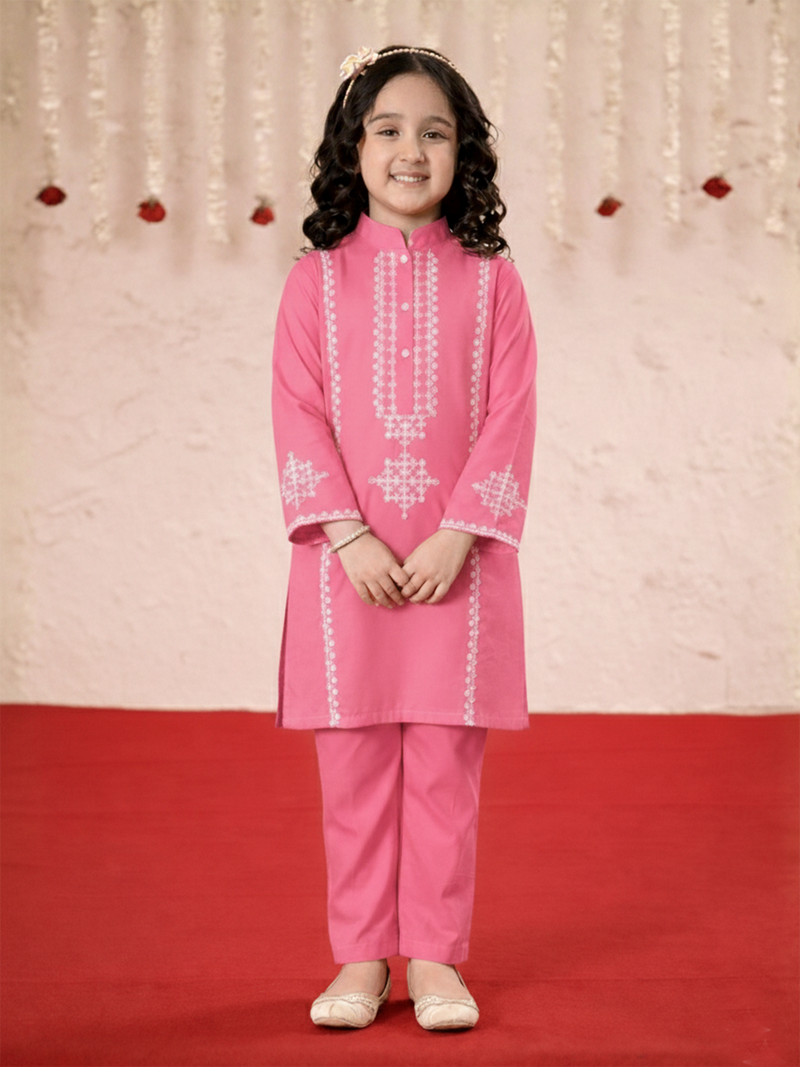 Girls Summer 2Pcs Embroidered Suit VG103-A