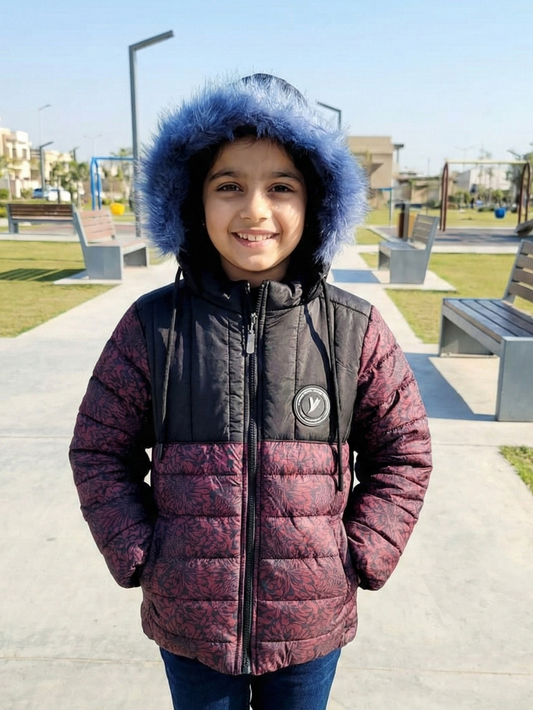 Full Sleeves Hooded Puffer Jacket For Girls VJ83-A