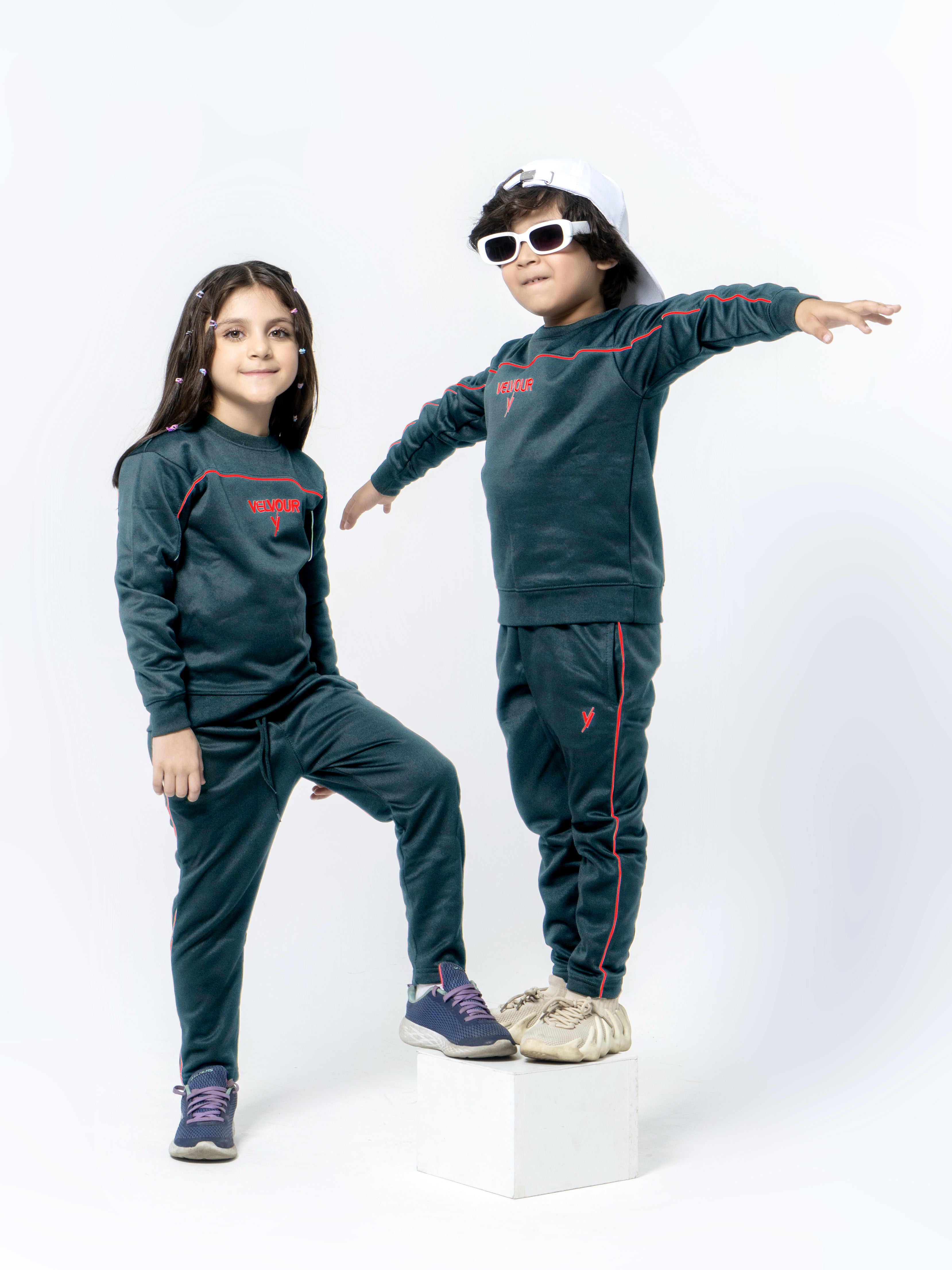Round Neck Tracksuit For Boys & Girls, Poly Athletic Fleece #VWT01-A