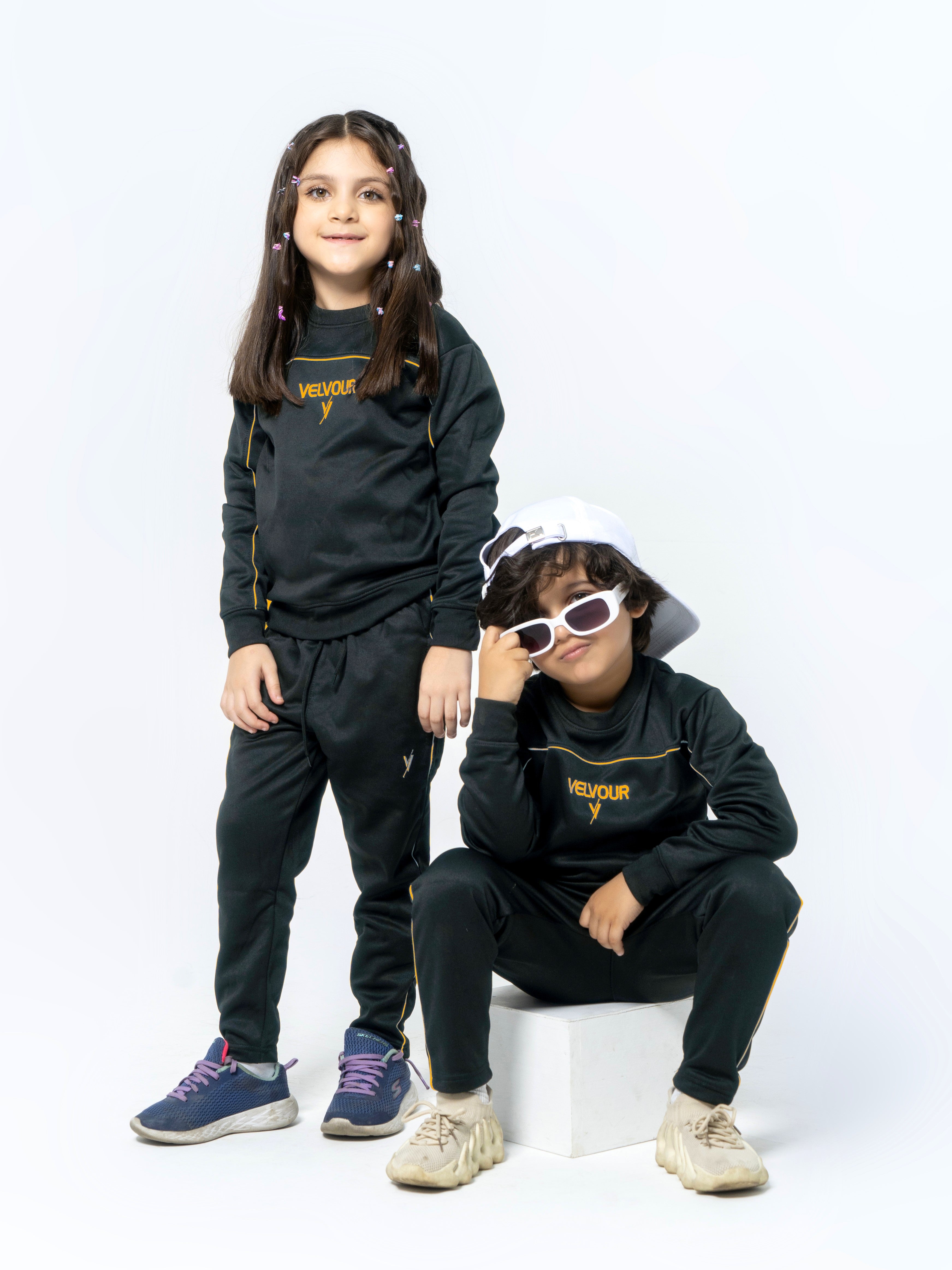 Round Neck Tracksuit For Boys & Girls, Poly Athletic Fleece #VWT01-C