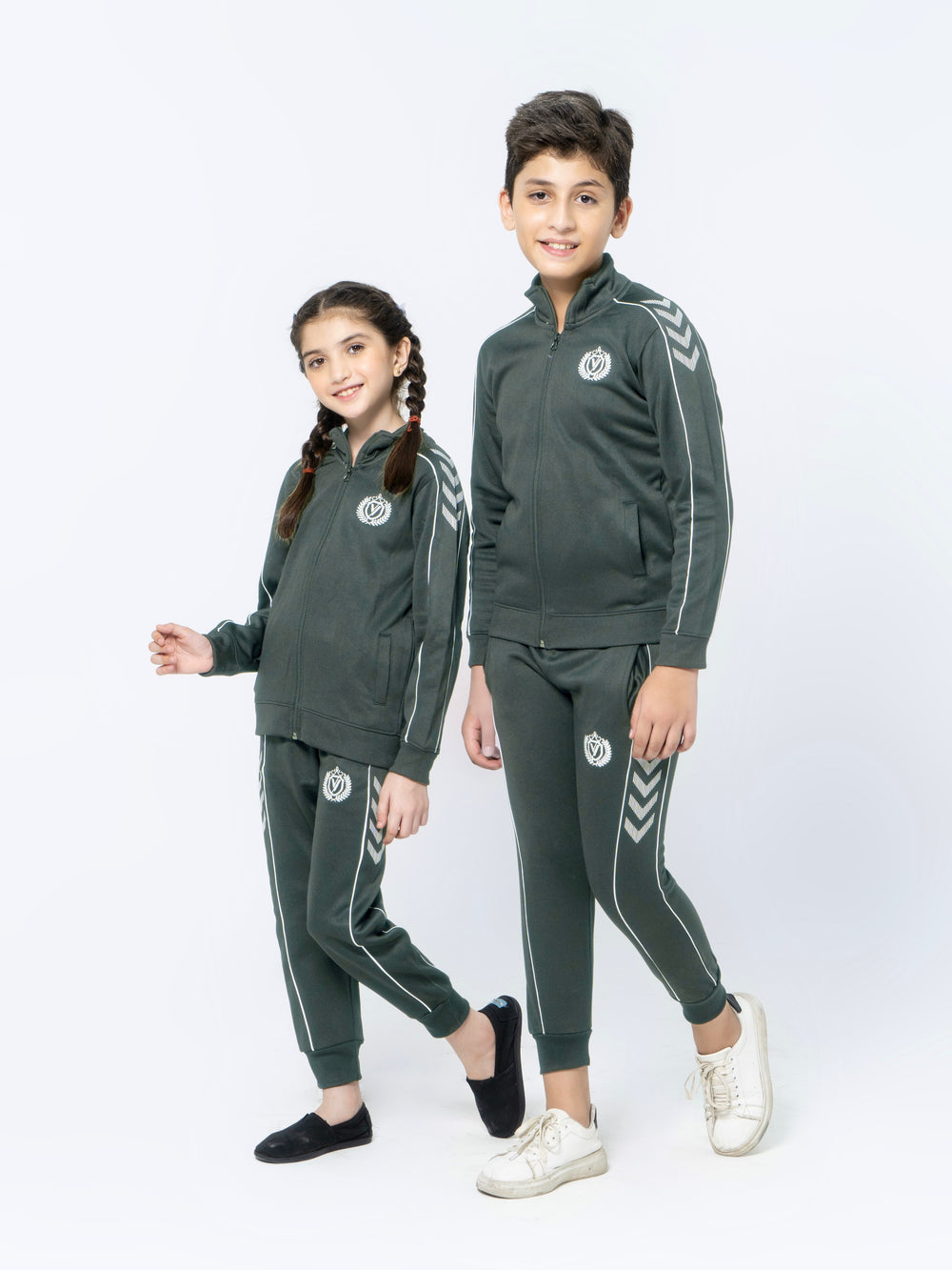 Mock Neck Tracksuit For Boys & Girls, Poly Athletic Fleece #VWT012-C