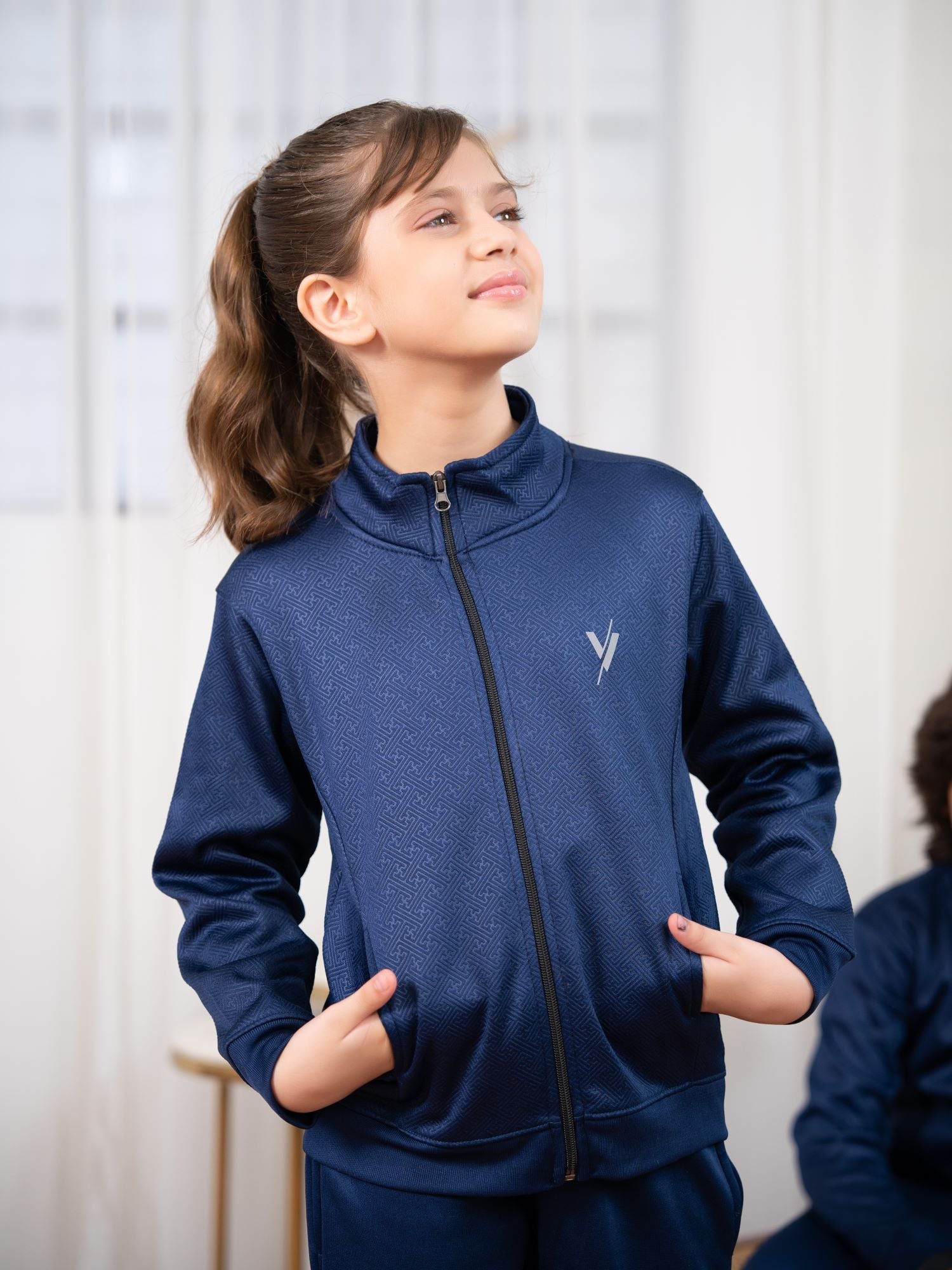 Mock Neck Tracksuit For Boys & Girls, Fleece #VWT32-A