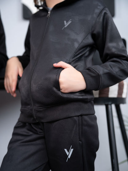 Mock Neck Tracksuit For Boys & Girls, Fleece #VWT32-B