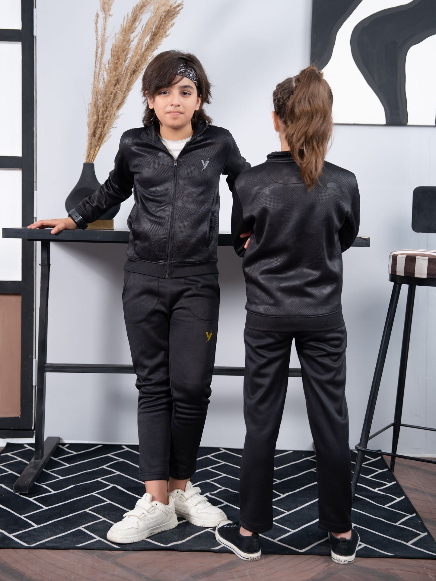 Mock Neck Tracksuit For Boys & Girls, Fleece #VWT32-B