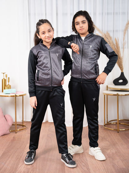 Mock Neck Tracksuit For Boys & Girls, Fleece #VWT33-B