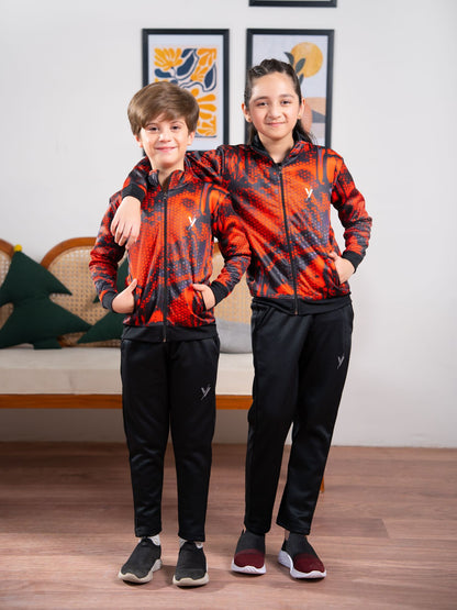 Mock Neck Tracksuit For Boys & Girls, Fleece #VWT35-A