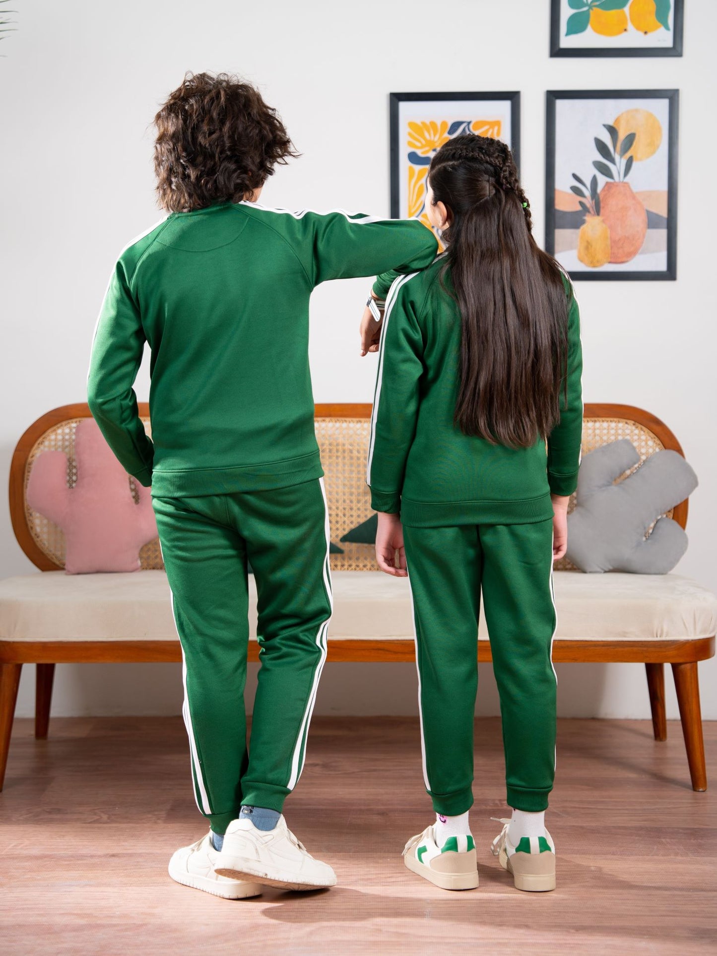 Mock Neck Tracksuit For Boys & Girls, Fleece #VWT36-A