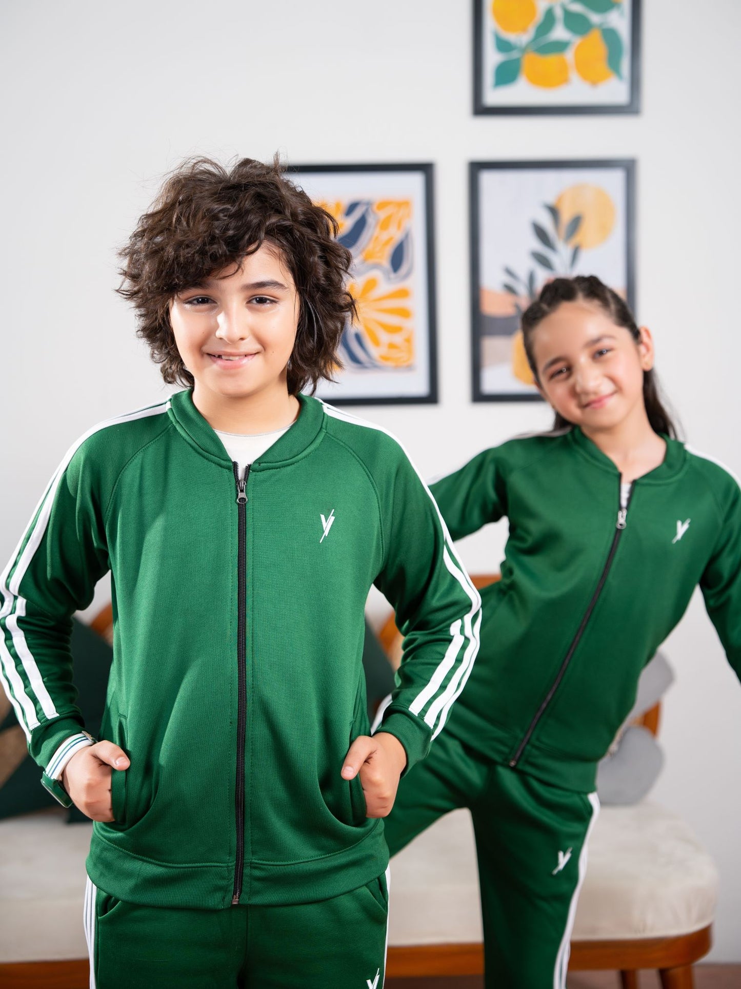 Mock Neck Tracksuit For Boys & Girls, Fleece #VWT36-A
