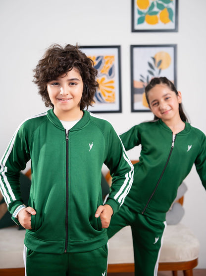 Mock Neck Tracksuit For Boys & Girls, Fleece #VWT36-A