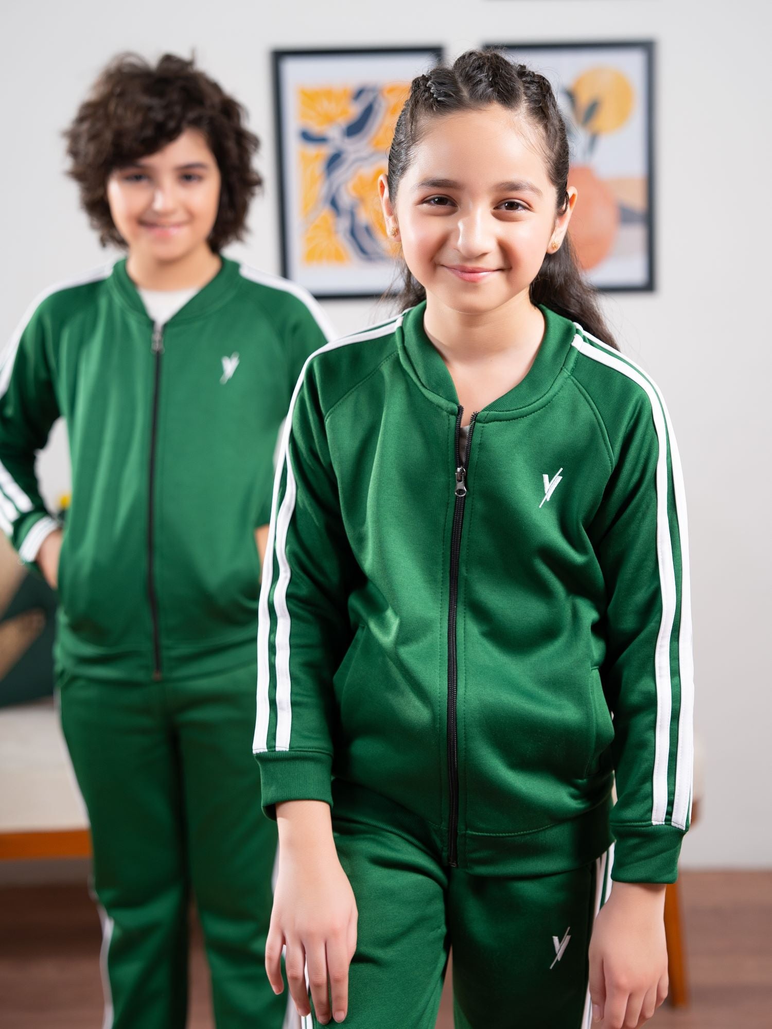 Mock Neck Tracksuit For Boys & Girls, Fleece #VWT36-A