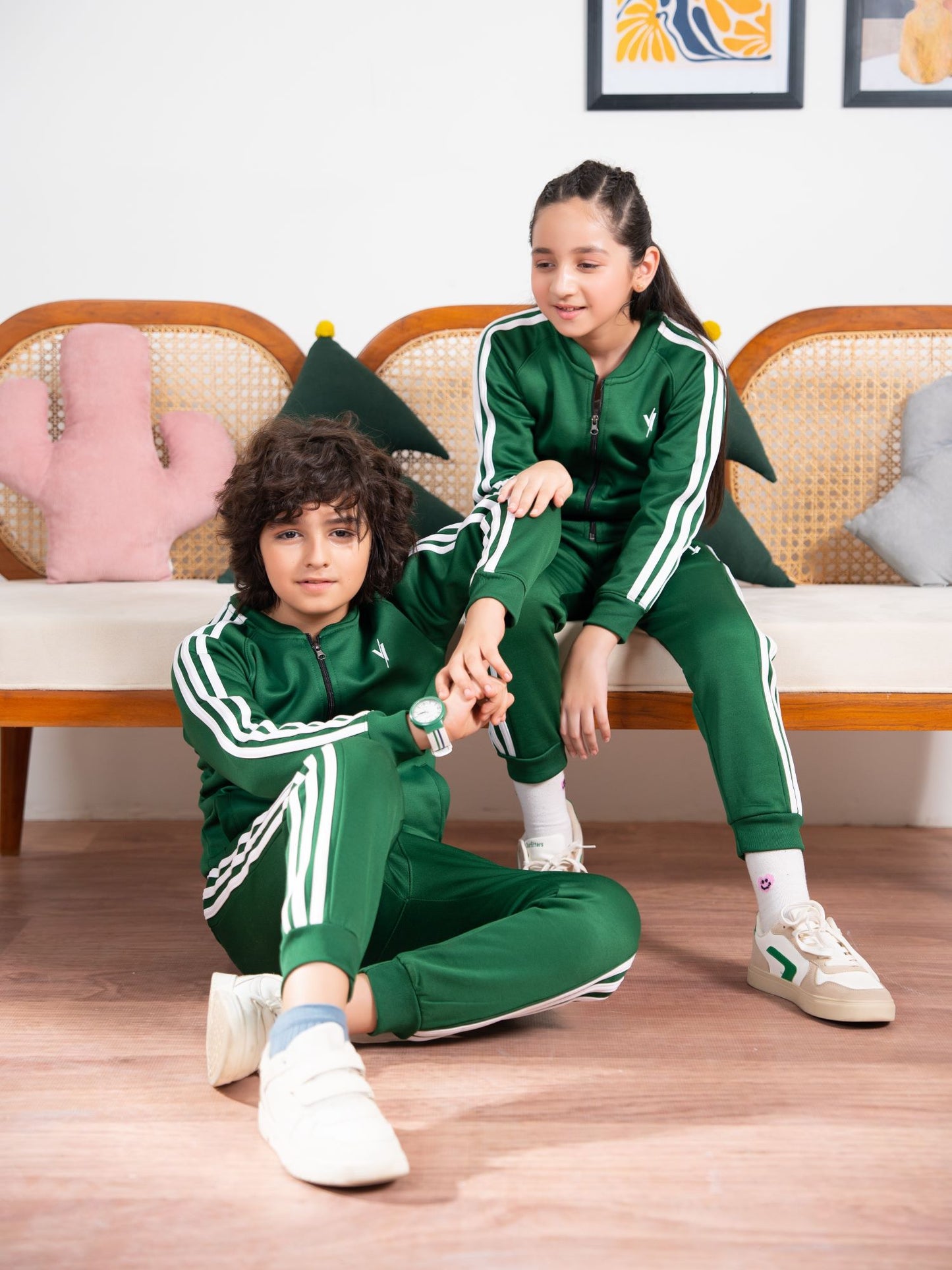 Mock Neck Tracksuit For Boys & Girls, Fleece #VWT36-A