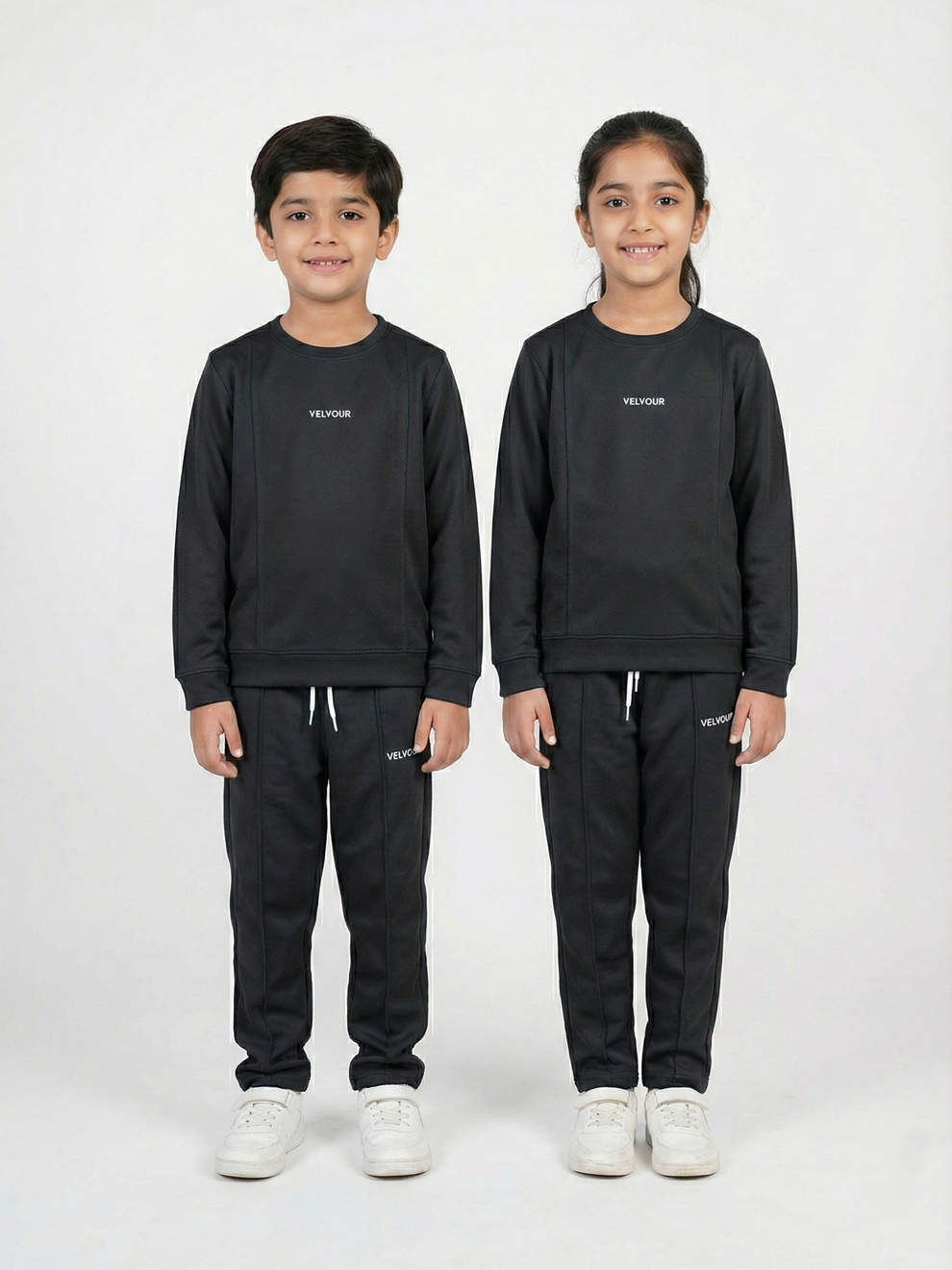 Button Front Mock Neck Tracksuit For Boys & Girls, Fleece #VWT25-B ...