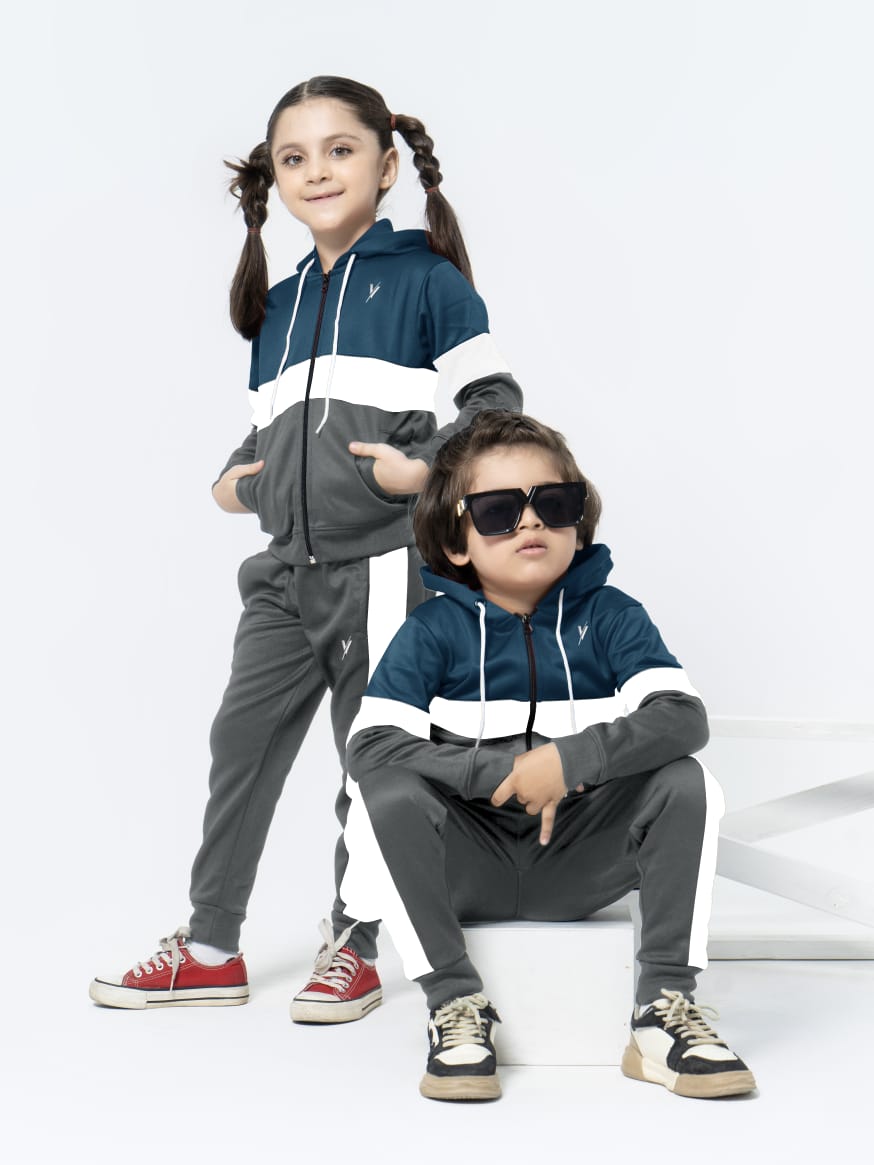Hooded Tracksuit For Boys & Girls, Poly Athletic Fleece #VWT06-D