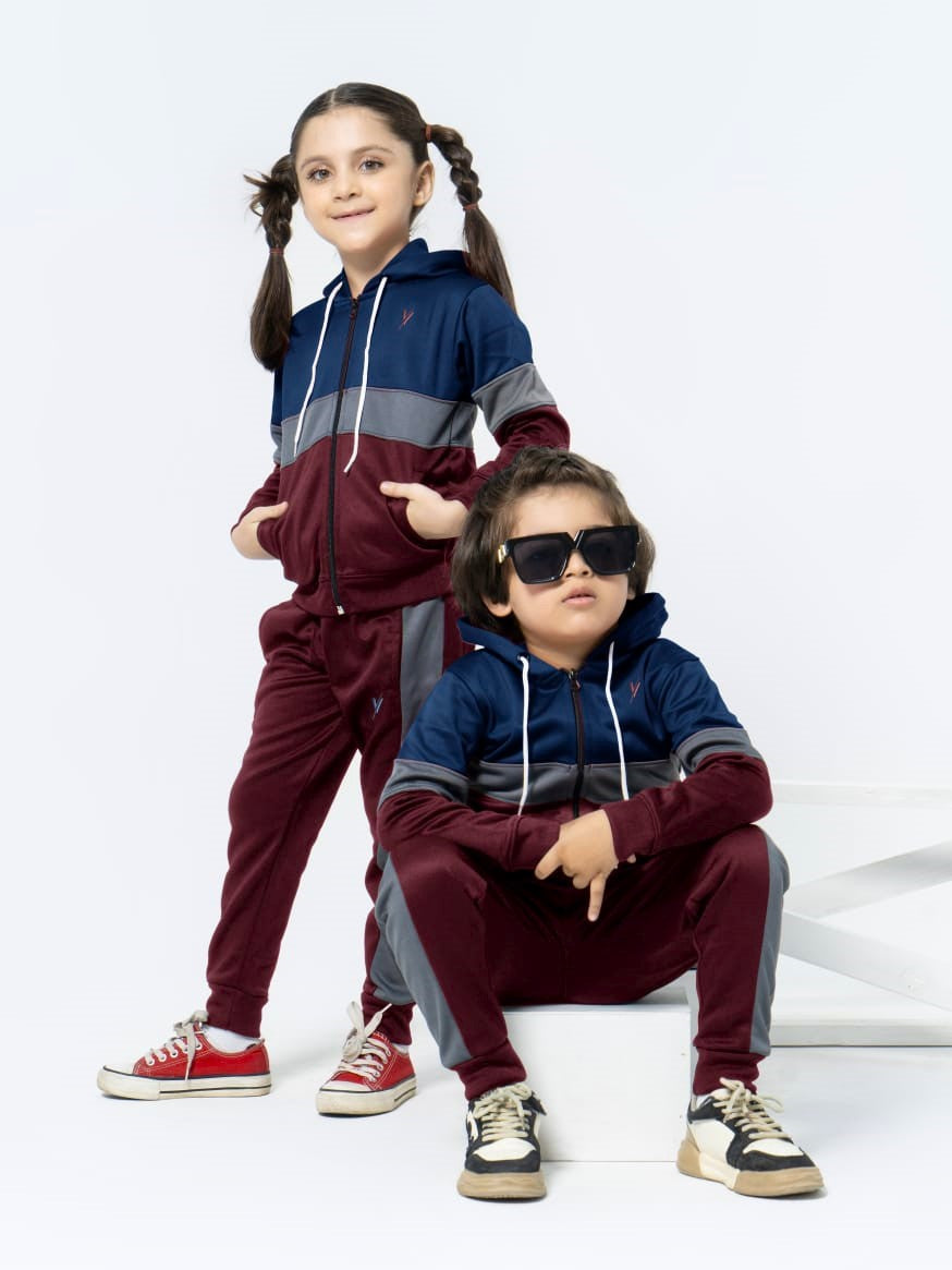 Hooded Tracksuit For Boys & Girls, Poly Athletic Fleece #VWT06-B