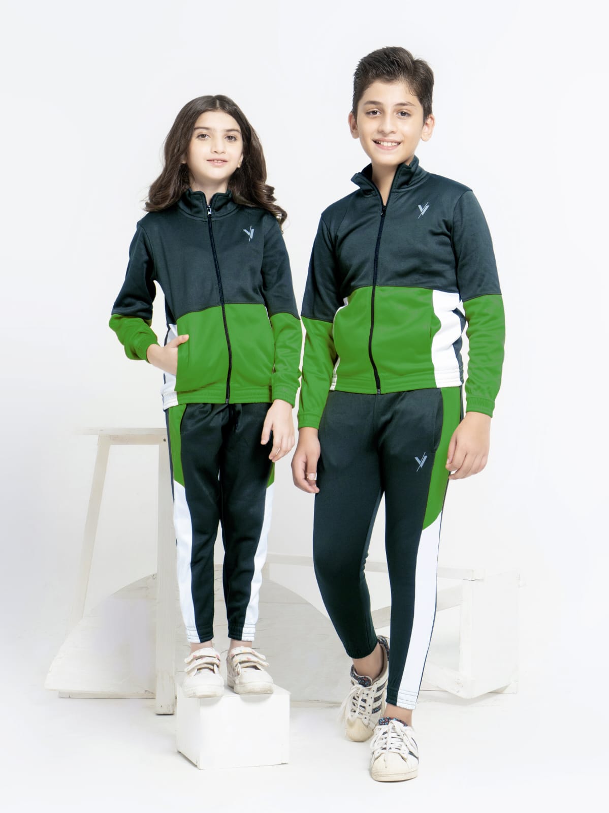 Mock Neck Tracksuit For Boys & Girls, Poly Athletic Fleece #VWT010-A