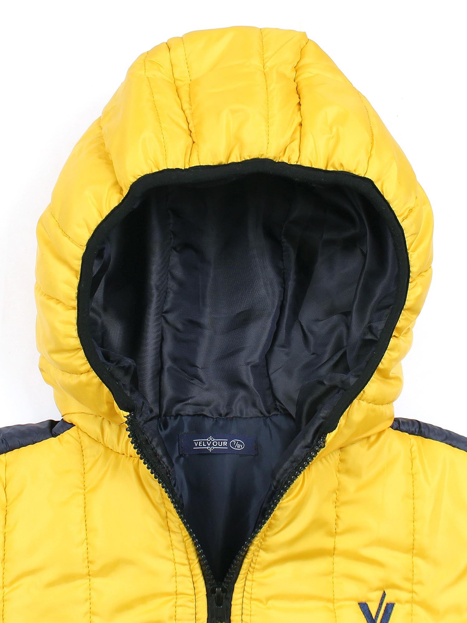 Full Sleeves Hooded Puffer Jacket Boys & Girls VJ010-A  Yellow/Navy