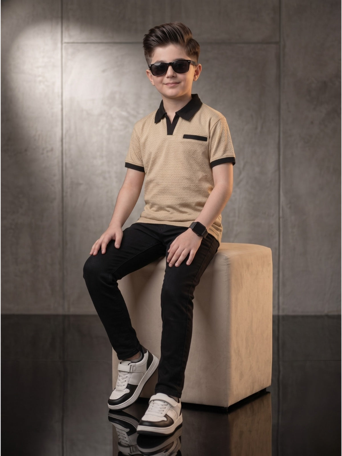 Boys Imported Textured Polo Shirt VP27-A