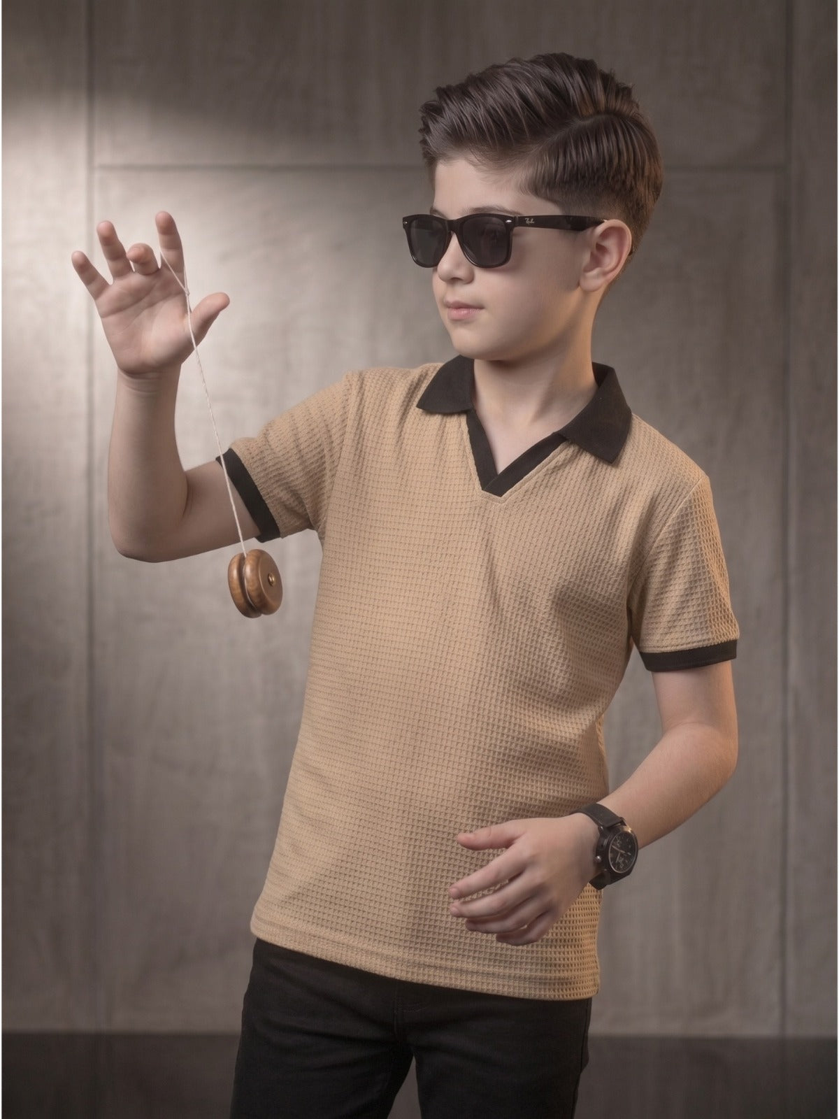 Boys Imported Textured Polo Shirt VP27-A