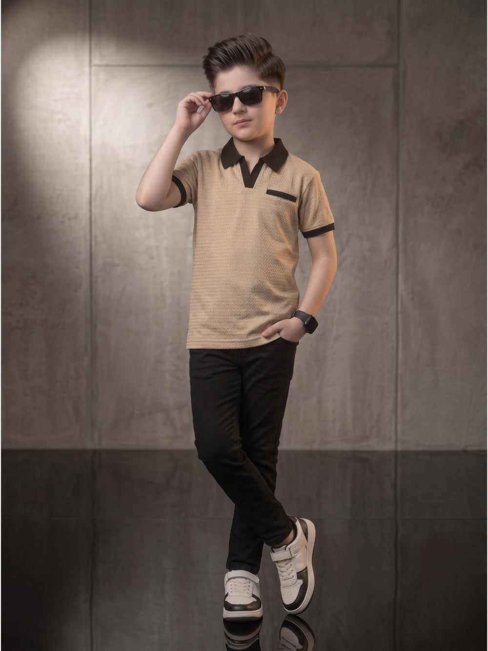 Boys Imported Textured Polo Shirt VP27-A