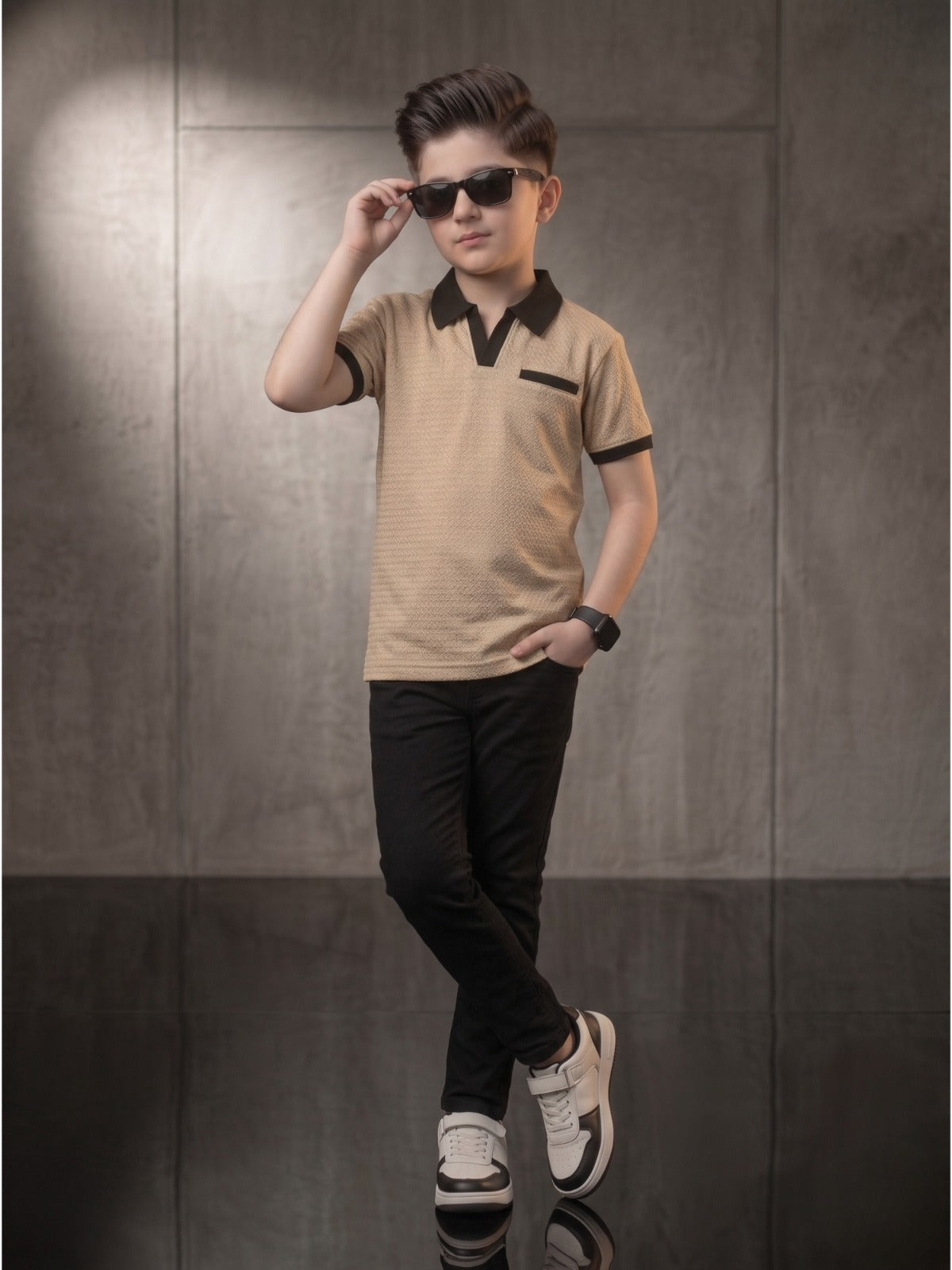 Boys Imported Textured Polo Shirt VP27-A