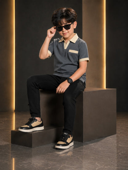 Boys Imported Textured Polo Shirt VP27-C