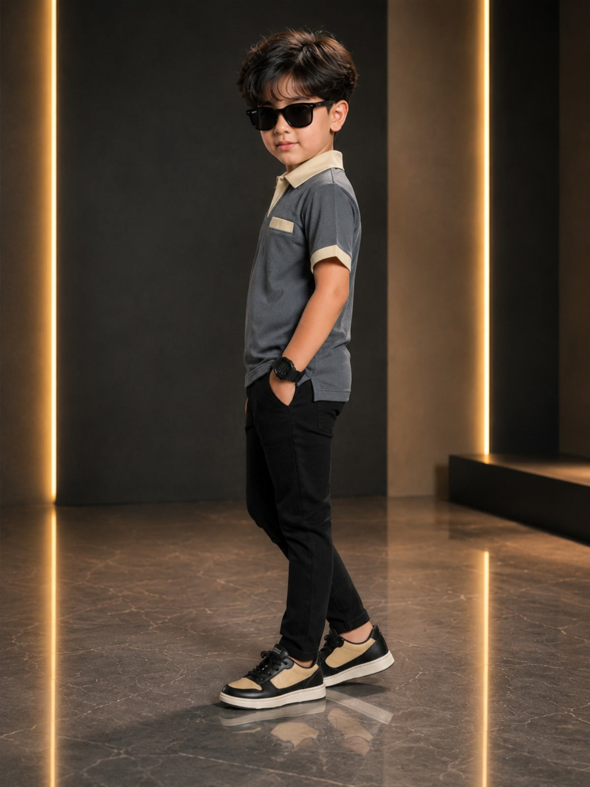 Boys Imported Textured Polo Shirt VP27-C