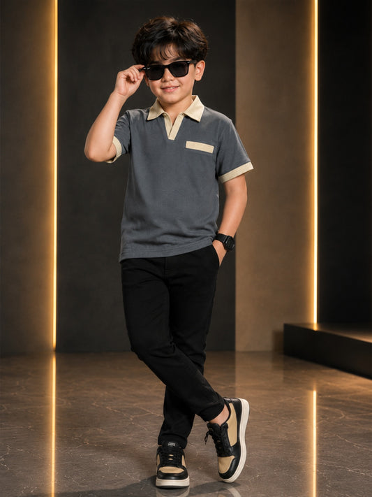 Boys Imported Textured Polo Shirt VP27-C