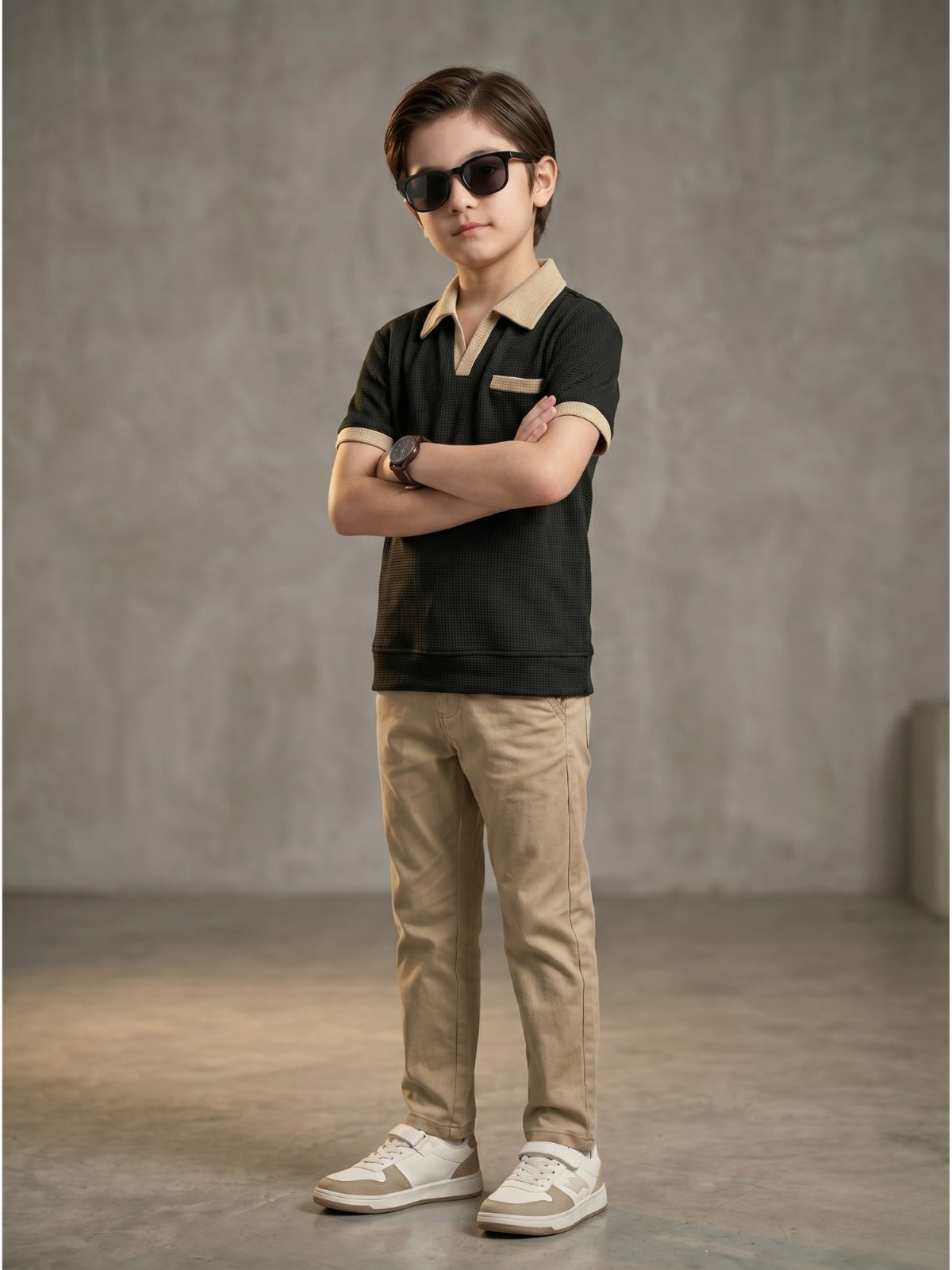 Boys Imported Textured Polo Shirt VP27-B