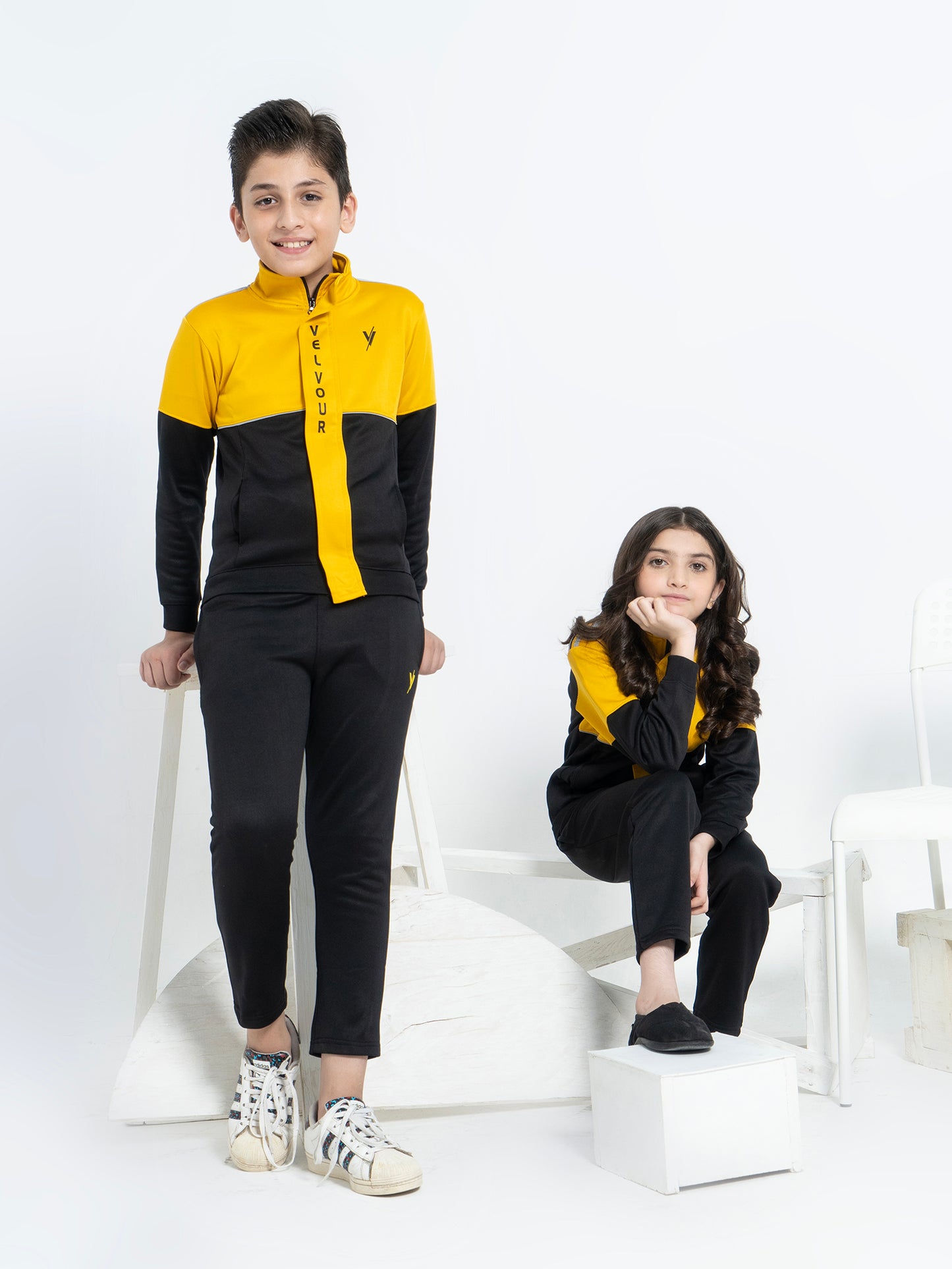 Mock Neck Tracksuit For Boys & Girls, Fleece #VWT02-B